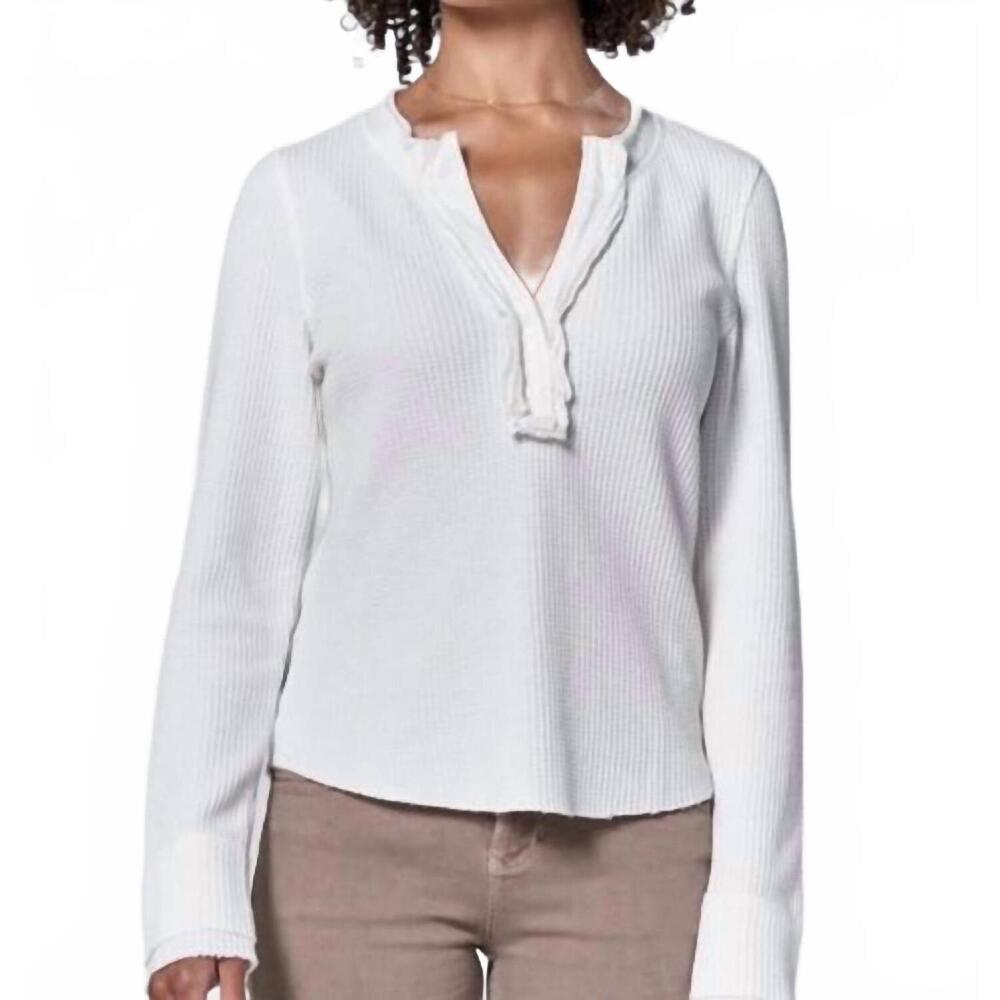 NEW DEAR JOHN DENIM luna fittted long sleeve top in white